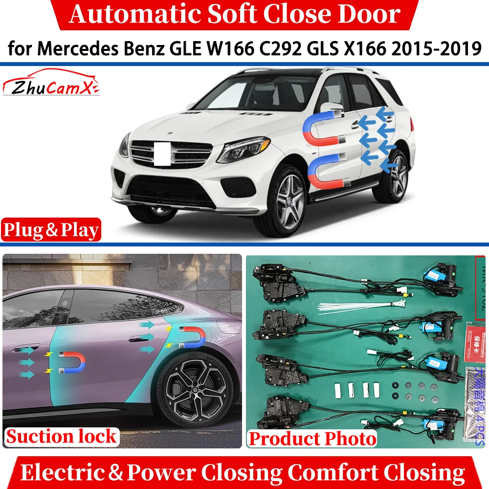 

for Mercedes Benz GLE W166 C292 GLS X166 2015-2019 Automatic Soft Close Door Electric Power Comfort Closing Suction lock System