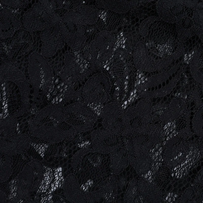 ชุดเดรสสั้นลูกไม้สีดำเซ็กซี่สำหรับผู้หญิง แขนยาวเว้าข้าง  ชุดราตรี ชุดออกงาน ชุดคลับ  สไตล์วินเทจลำลอง  ชุดรัดรูป  แบบซีทรู