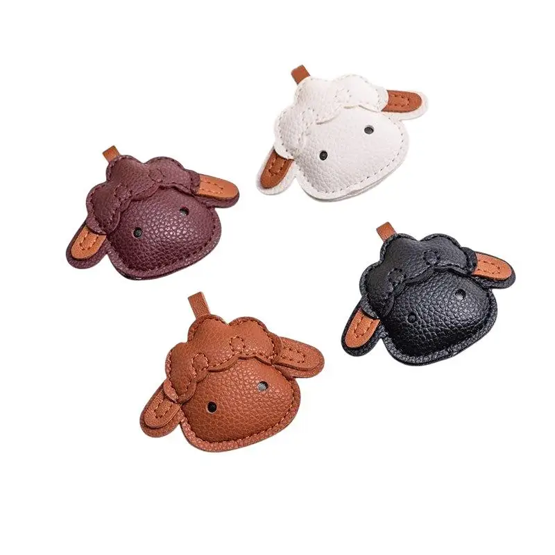 Cartoon Cute Sheep PU Leather Pendant For Backpack Luggage Car Keychain Home Decoration