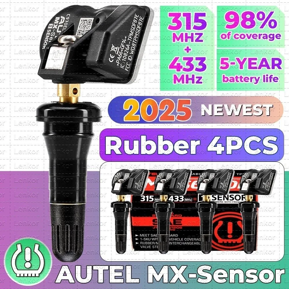 4pcs Autel TPMS Sensors MX-Sensor 315MHz&433MHz 2in1 TPMS Sensor screw-in Tire Pressure Monitoring System Sensor