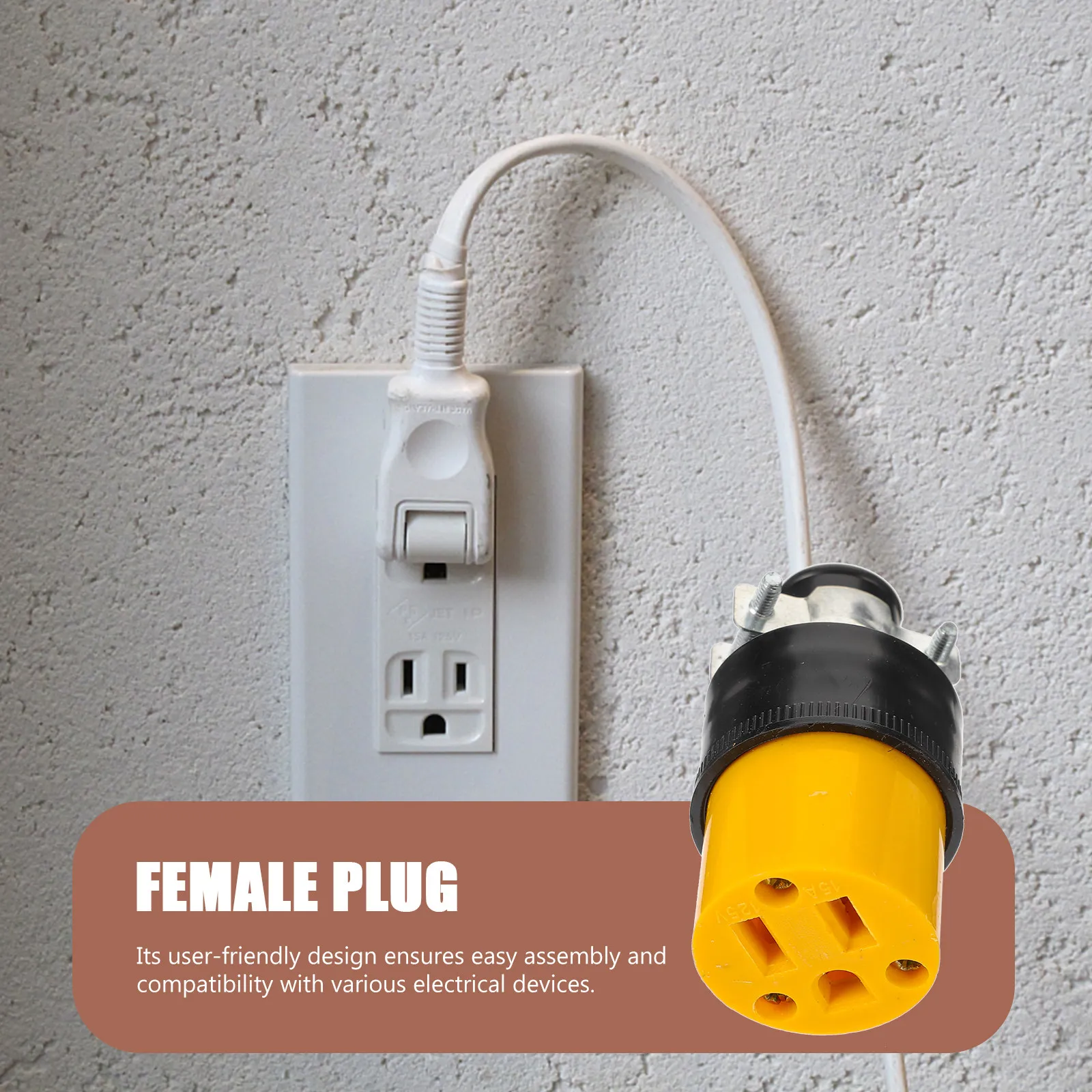 2Pcs Extension Cord End Female Electrical Replacement Plug Connector 3-Prong Grounding Repair Kit for Power Cord