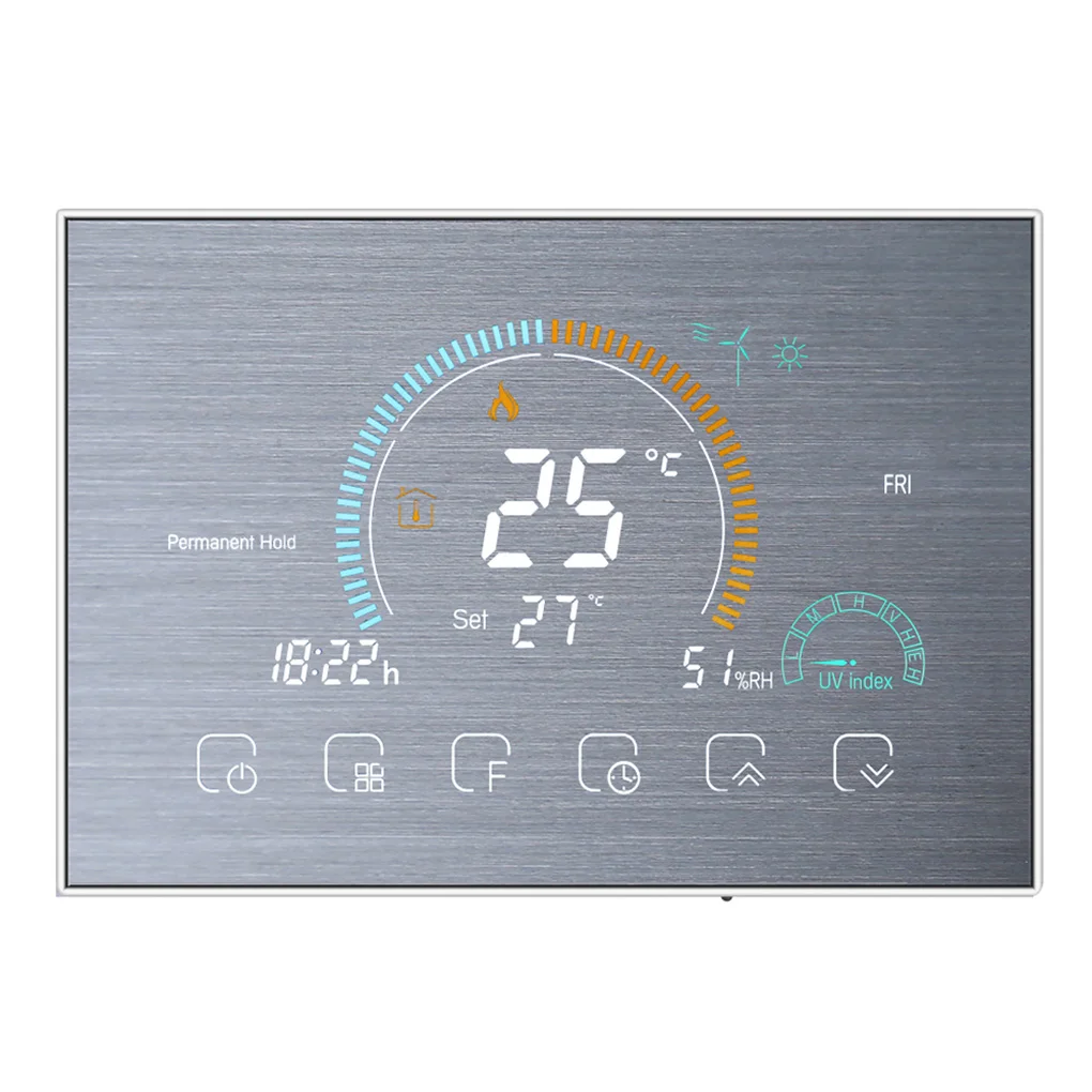 

WiFi Intelligent Programmable Room Thermostat Backlit LCD Electric Heating Controller, Silver