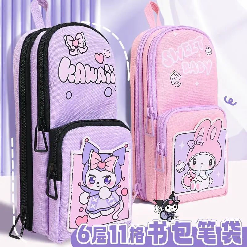 

Sanrio Kuromi Pencil Case Cute Cartoon Anime My Melody Large Capacity Waterproof Resistant To Dirt Pencil Bag Kawaii Gifts