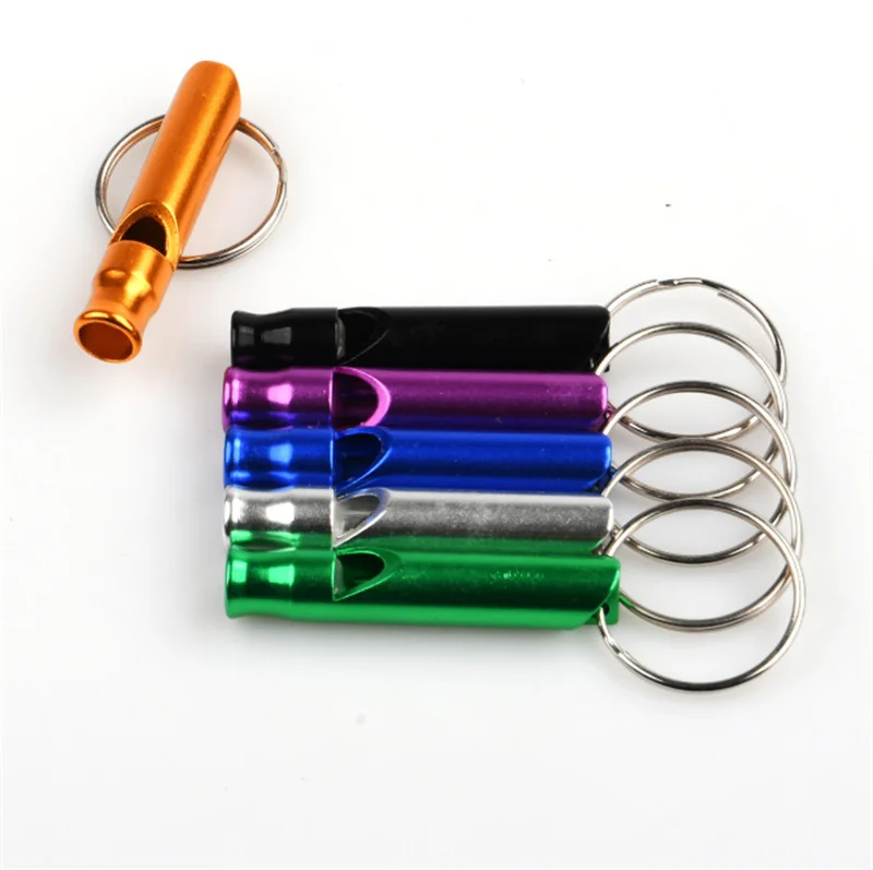 Lovely Whistle Car Keychain For Women Men Aluminum Alloy Outdoor First Aid Train Whistle Key Ring Holder