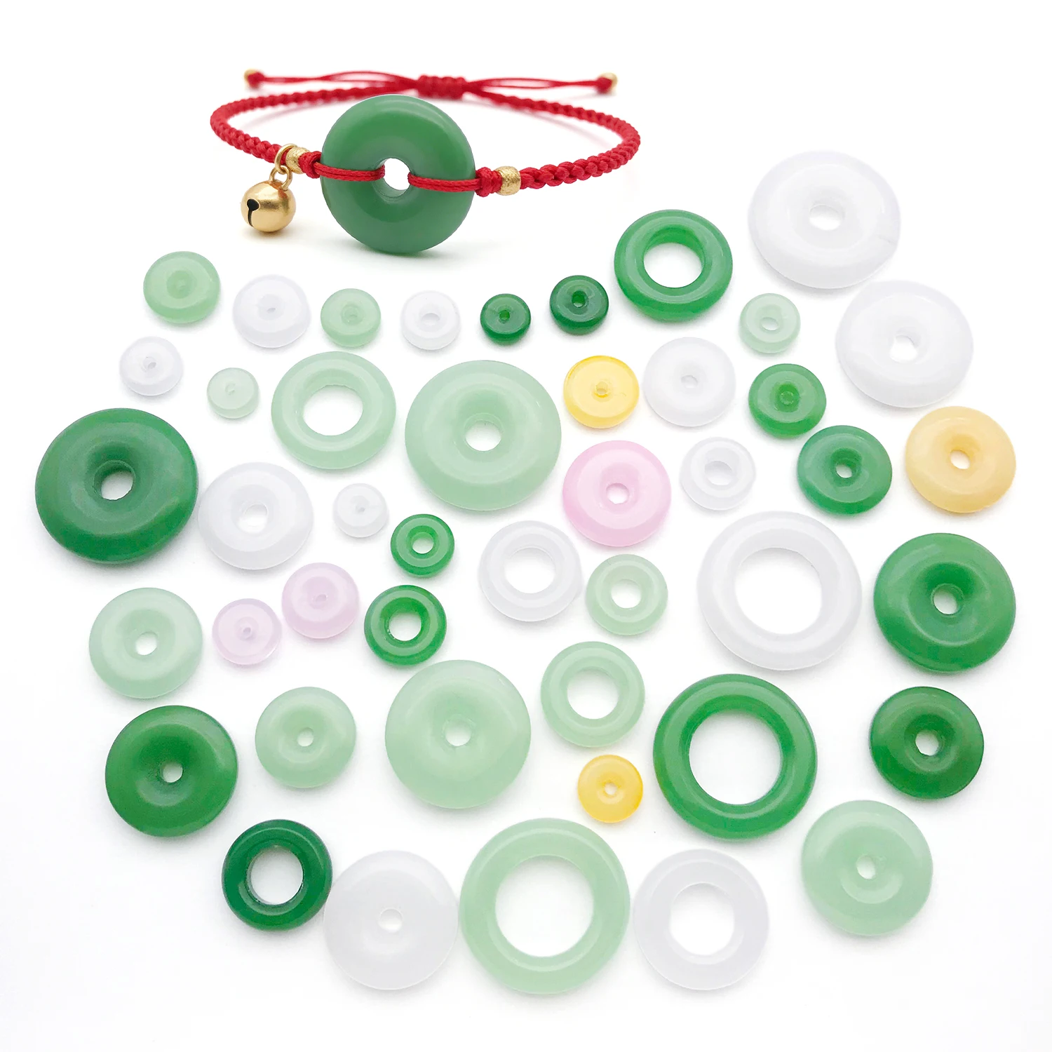 20pcs Chinese style glass ping' an buckle macroporous doughnut hole charms pendant, DIY bracelet necklace accessories