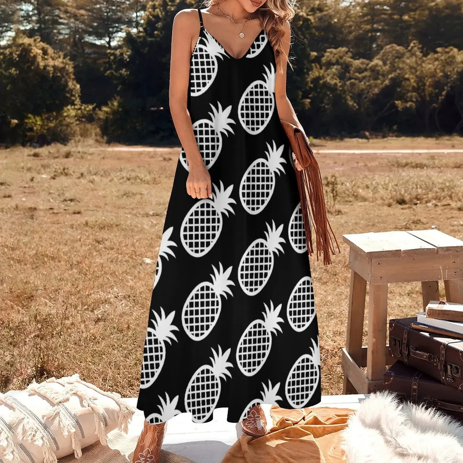 Pineapple Sleeveless Dress women long dresses Women's summer skirt elegant chic women dresses promotion dresses for woman Dress