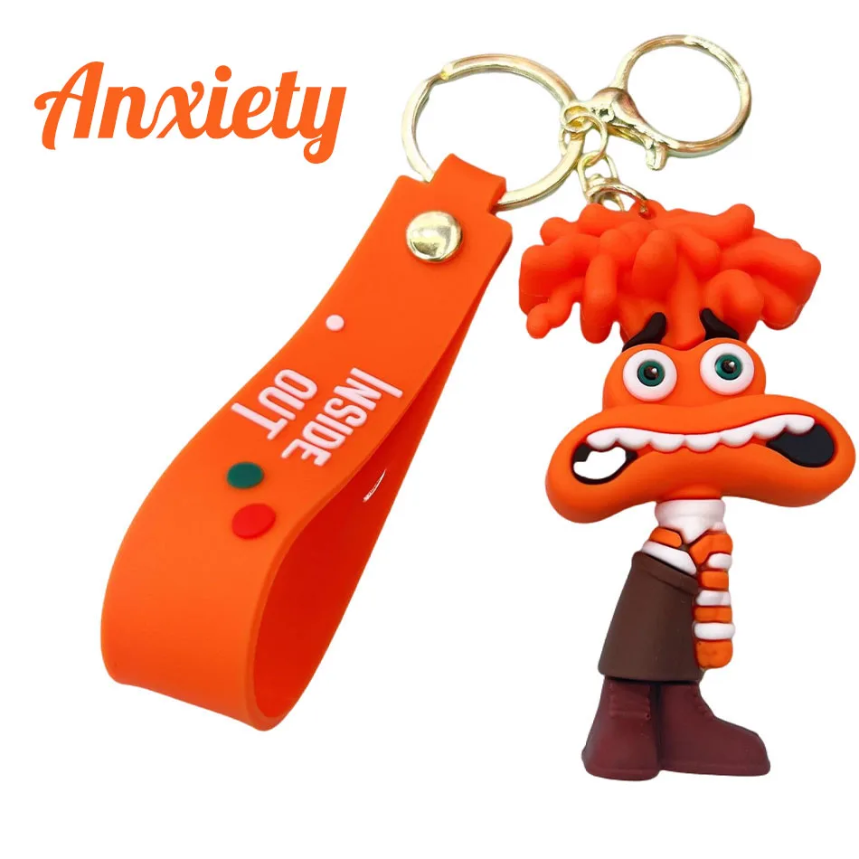 Inside Out 2 Keychain New Pixar Cartoon Anime Anxiety Envy Action Figure Key Ring Pendant for Backpack Bag Car Key Children Gift