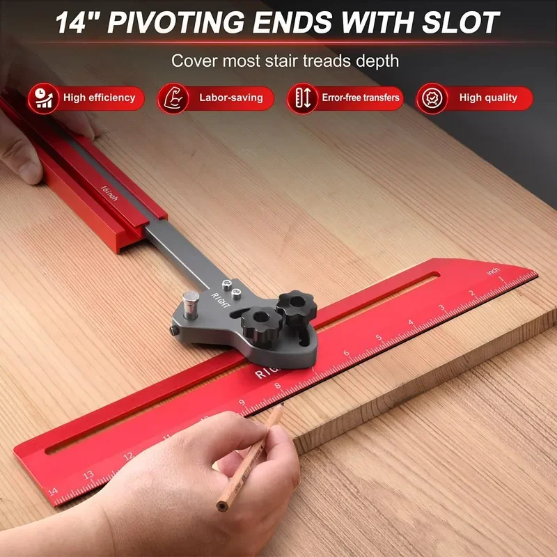 Aluminum Alloy Stair Measuring Ruler Professional Staircase Formwork Tool for Woodworking Construction Angle Finder Gauge