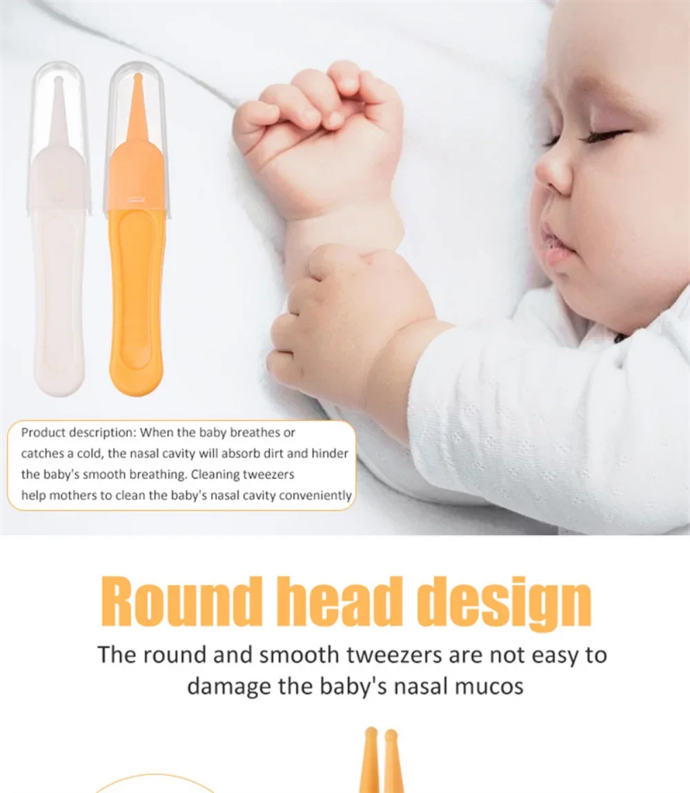 1/2/3 Stück/Set Sicherheits-Pinzetten mit abgerundeten Spitzen für die Reinigung von Babyohrenschmalz, Nasensekret und Nabelschmutz, für die tägliche Babypflege – Detail 3
