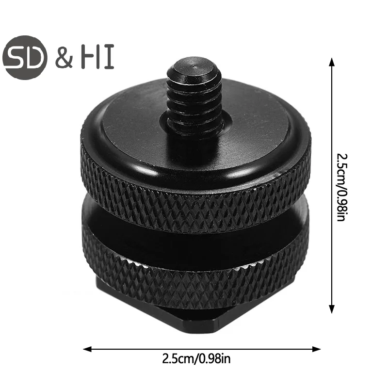 1/4 Double Conversion Screw Flash Metal Hot Shoe Mounts Camera Flash Adapter Upgrade Photography 2-in-1 General Components Tools