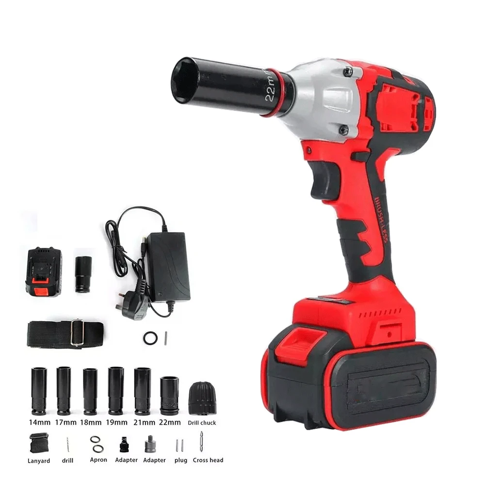 

88V Electric Wrench Set with with 2pcs Rechargable Battery Cordless Impact Wrench Driver with 6 Rattle Sockets Home Power Tool