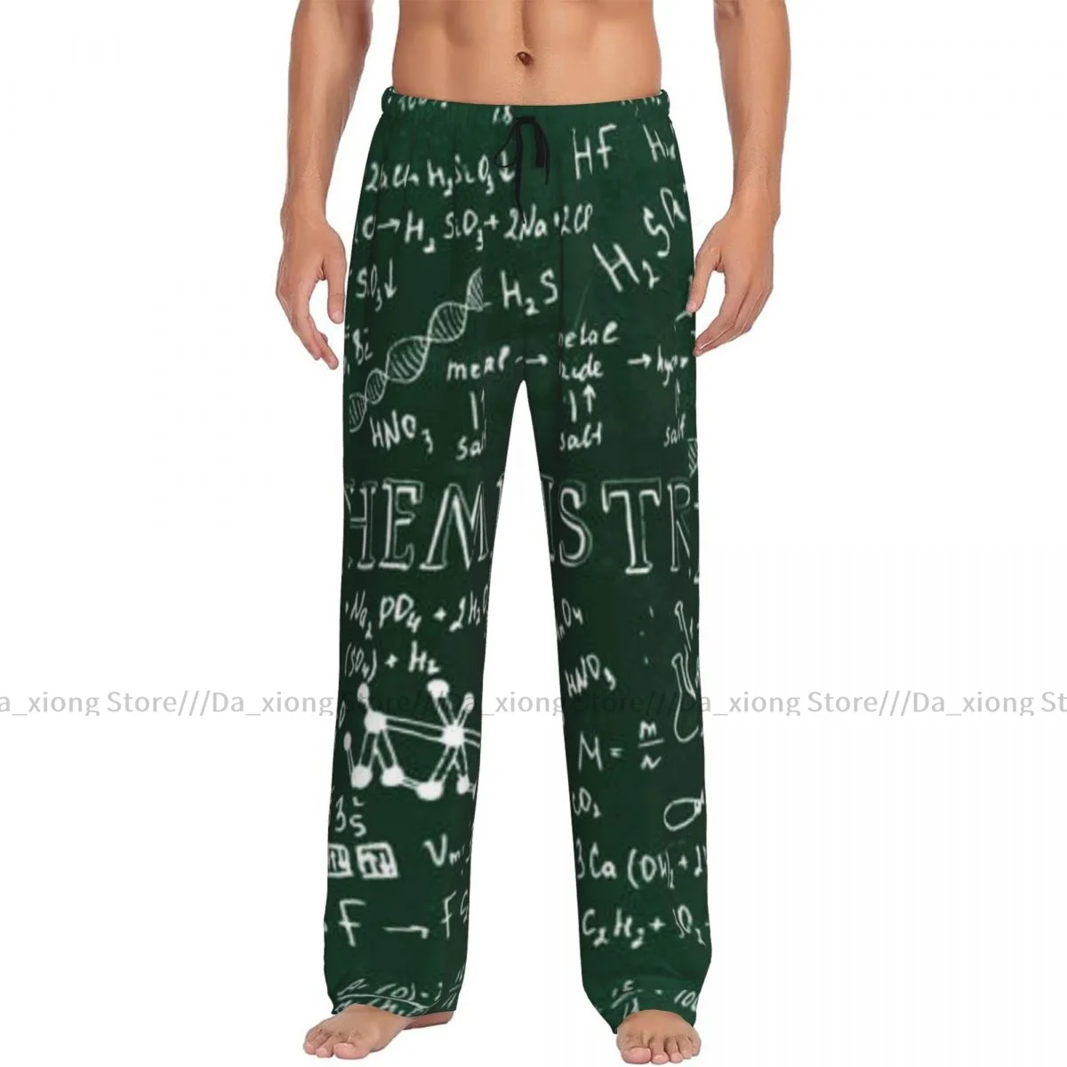 Men's Casual Pajama Sleeping Pants Scientific Chemical Print Lounge Loose Trousers Comfortable Nightwear