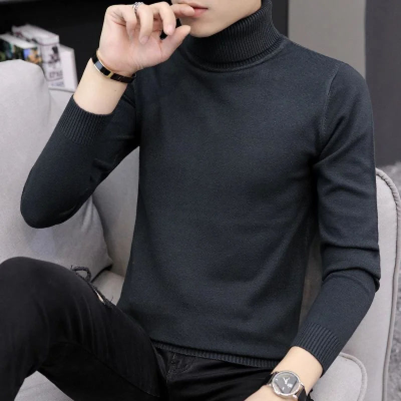 

Autumn Winter Turtleneck Sweater Men Knitted Pullovers s Warm Sweaters Slim Fit Pullover Knitwear Male Solid