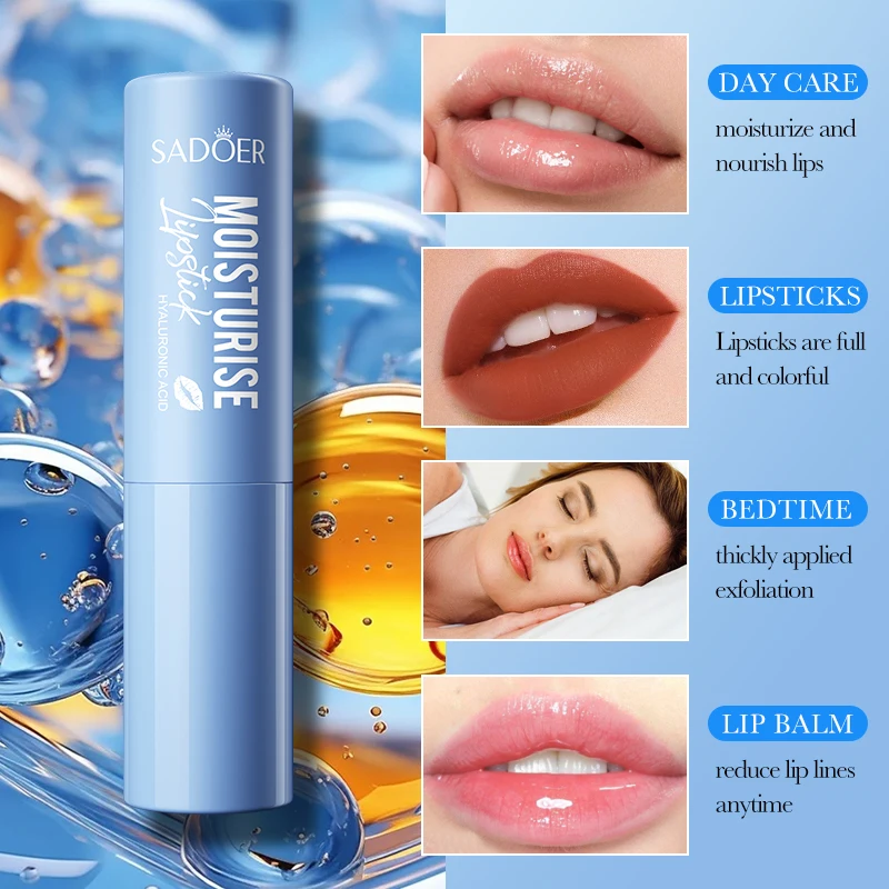 SADOER Hyaluronic Acid Lipstick Lasting Moisturizing Reshape Chapped Refreshing Lip Not Greasy Lip Balm Lip Skin Care