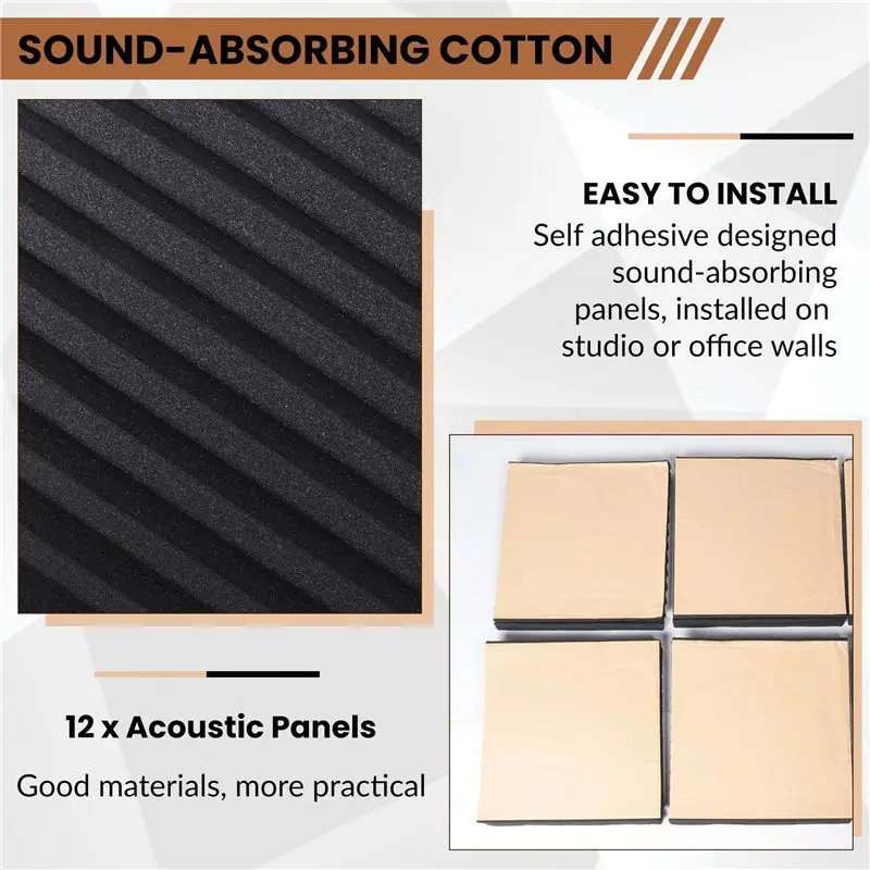 A25F-60 Pack Self-Adhesive Acoustic Panels, Sound Proof Foam Panels, High Density Soundproofing Wall Panels For Home(Black)
