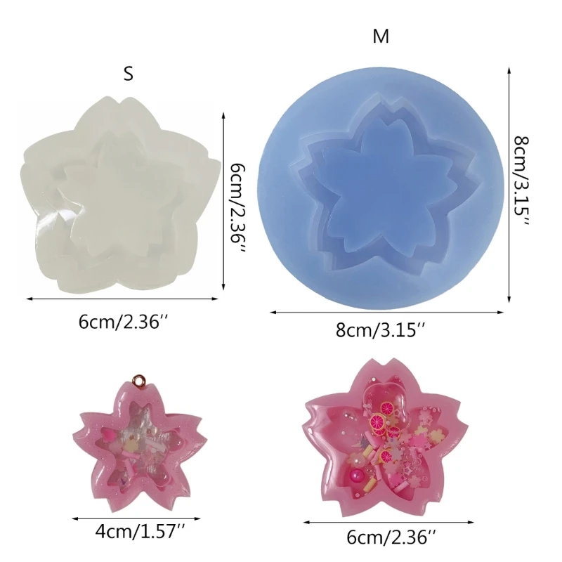 Molde silicona con movediza y flor hojas, colgante llavero, adorno hecho a mano, molde para regalo y