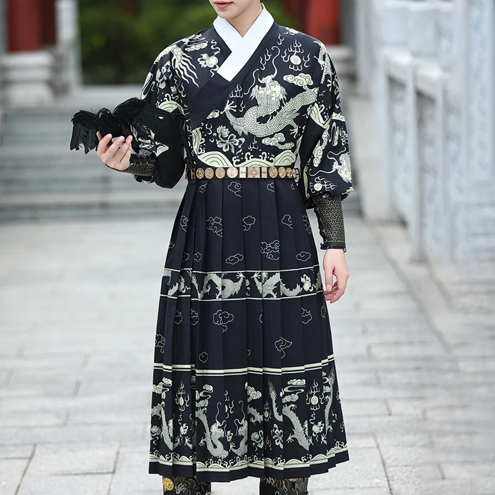 Autumn Winter Hanfu Dragon Pattern Flying Fish Clothing Chinese Style Unisex Fashion Ancient Style Warm Quality Class Uniform