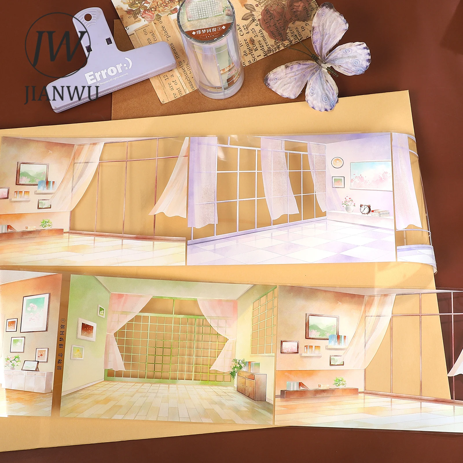 JIANWU 103mm*5m Vintage Dream Window Landscape Material Collage Scrapbooking PET Tape Creative DIY Journal Stationery