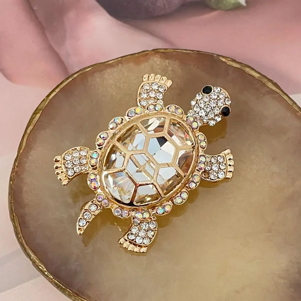 Collar Brooch Faux Turtle Brooch Elegant Rhinestone Turtle Brooch for Women Anti-slip Pin for Suit Coat Hat Scarf Prom Party