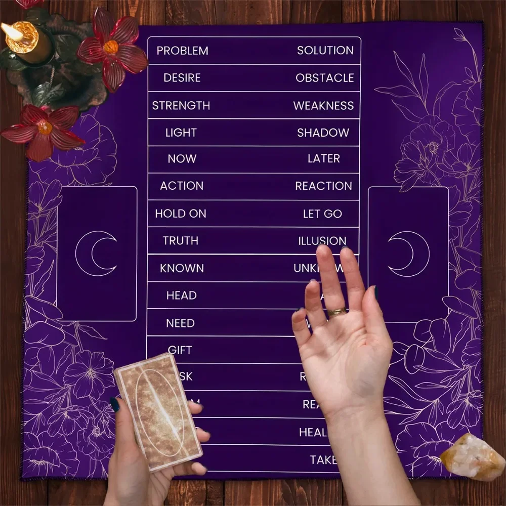 Card Tarot Tablecloth Reading Moon Floral Spread Cloth Tarot Reading Menu Mat Beginner Professional Divination Tool