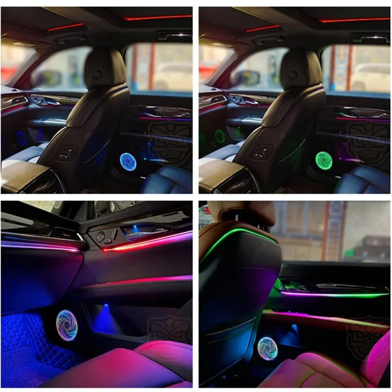 4PCS 6.5inch LED Car Sound Speaker RGB Symphony 64 Color Ambient Light Interior Decoration Acrylic APP Control Atmosphere Lamp