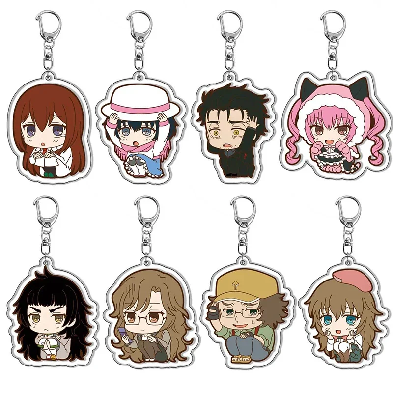 

Anime Steins Gate Keychain Cartoon Figure Okabe Rintarou Makise Kurisu Pendant Car Key Chain Bag Accessories Jewelry Fans Gift