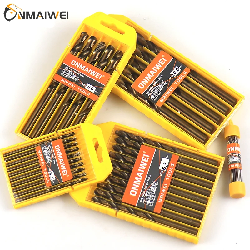 1.0-13mm Cobalt Coated 5/10PCS Twist Drill Bit Set HSS M35 Gun Drill Bit For Wood/Metal Hole Cutter Power Tools