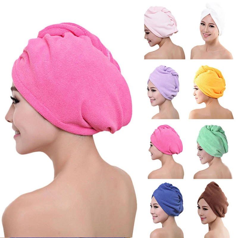 1pc Hair Drying Hat Quick-dry Hair Towel Cap Hat Bath Hat Microfiber Solid Towel Cap Super Absorption Hair Dry Cap(Random Color)