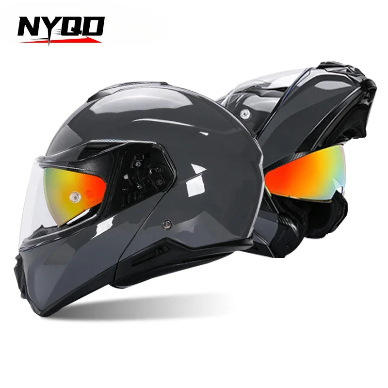 GSB Winter Anti-fog Night Vision Motorcycle Helmet Peeling Helmet Men's Double Lenses Locomotive Riding Racing SafetyFourSeasons