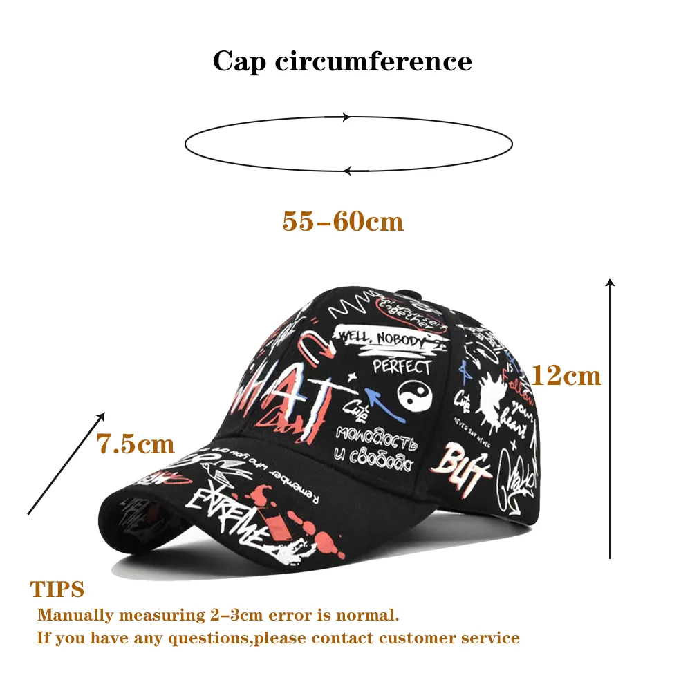 Graffiti Baseball Caps For Men Women Cotton Adjustable Snapback Hats Spring Casual Outdoor Sports Golf Cap Male Hip Hop Hat