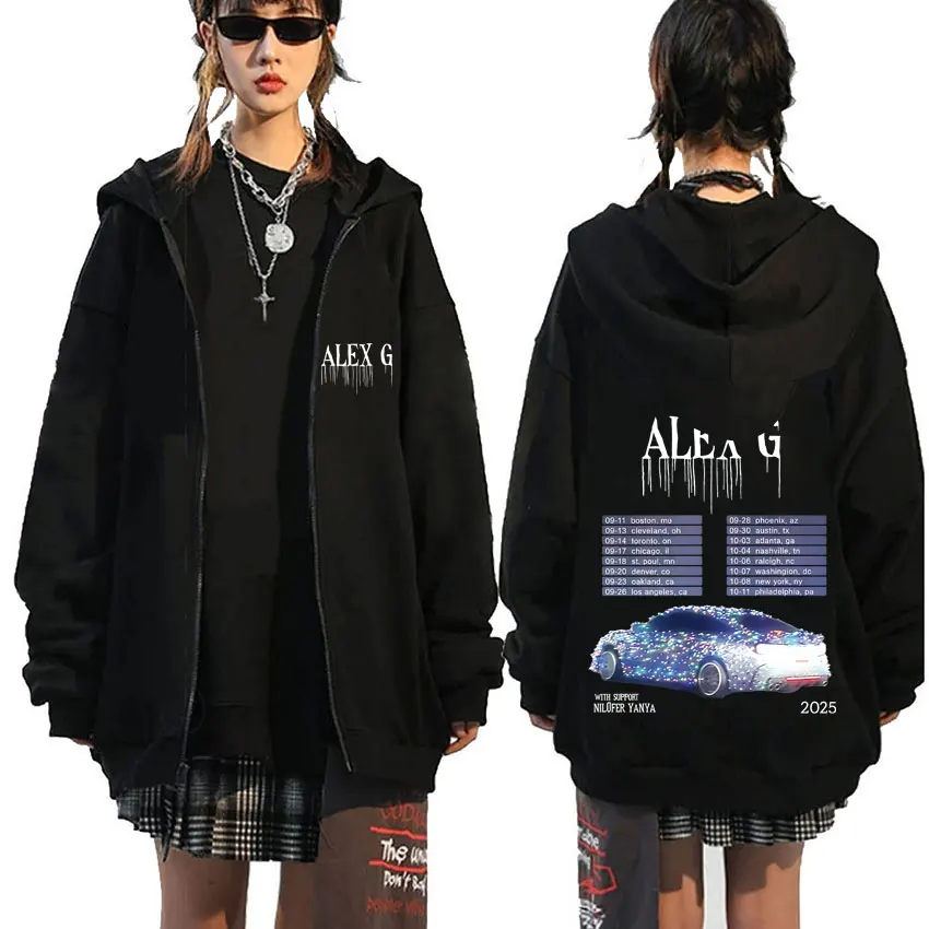 

Alex G Tour 2025 Zipper Hoodie Men Women Clothing Casual Fleece Vintage Zip Up Jacket Men's Oversized Zip Up Sweatshirts Coat