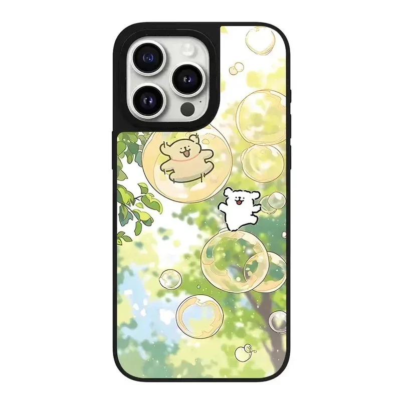 Creative Summer Fruit Dog Mirror Magnetic Phone Case Cover for IPhone 11 12 13 14 15 16 Pro Max Case for IPhone 16 Pro Max