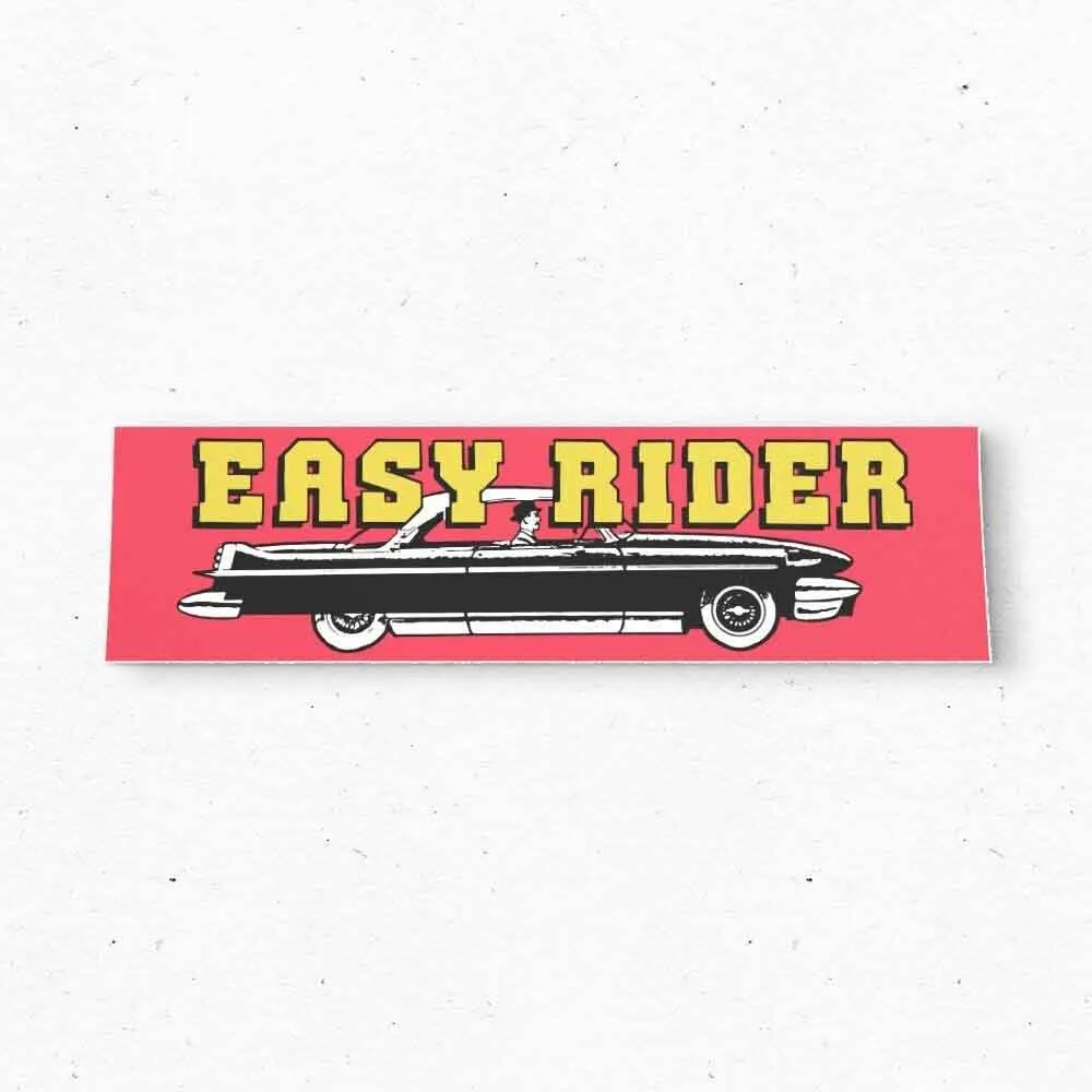 EASY RIDER Stoßstangenaufkleber – lustiger Vintage-Stil – Vinyl-Aufkleber 80er 90er Jahre – Stoßstangenaufkleber – Autoaufkleber