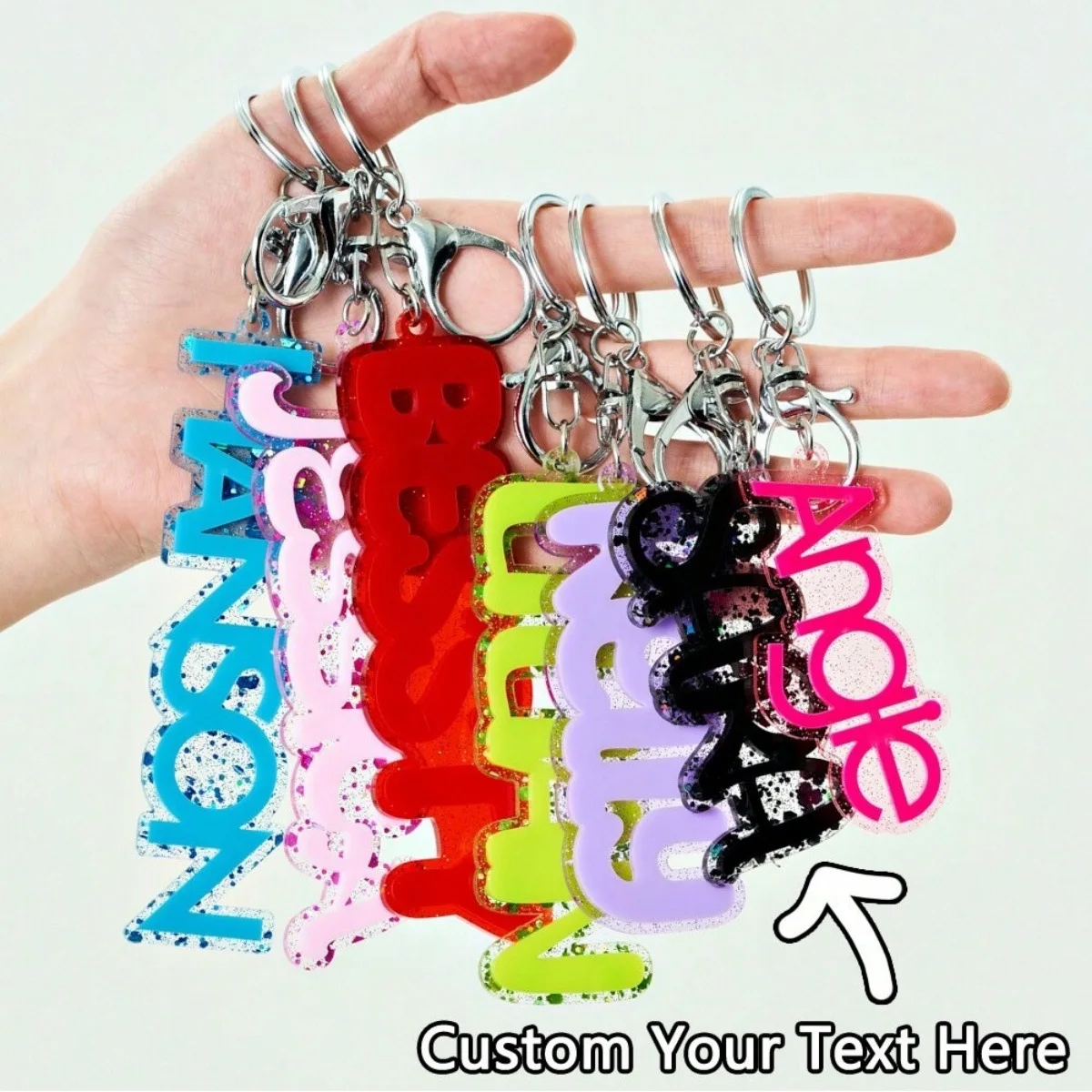 

Fashion Colored Custom Name Text Keychain Funny Personalized DIY 3D Nameplate Backpack Bag Car Pendant Keyring Key Chain Jewelry