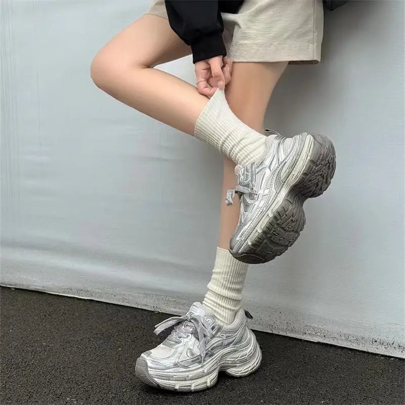 أحذية رياضية نسائية على الموضة، أحذية شبكية برباط بني عتيق، أحذية كاجوال لزيادة الارتفاع، أحذية جري خفيفة الوزن ومريحة #6