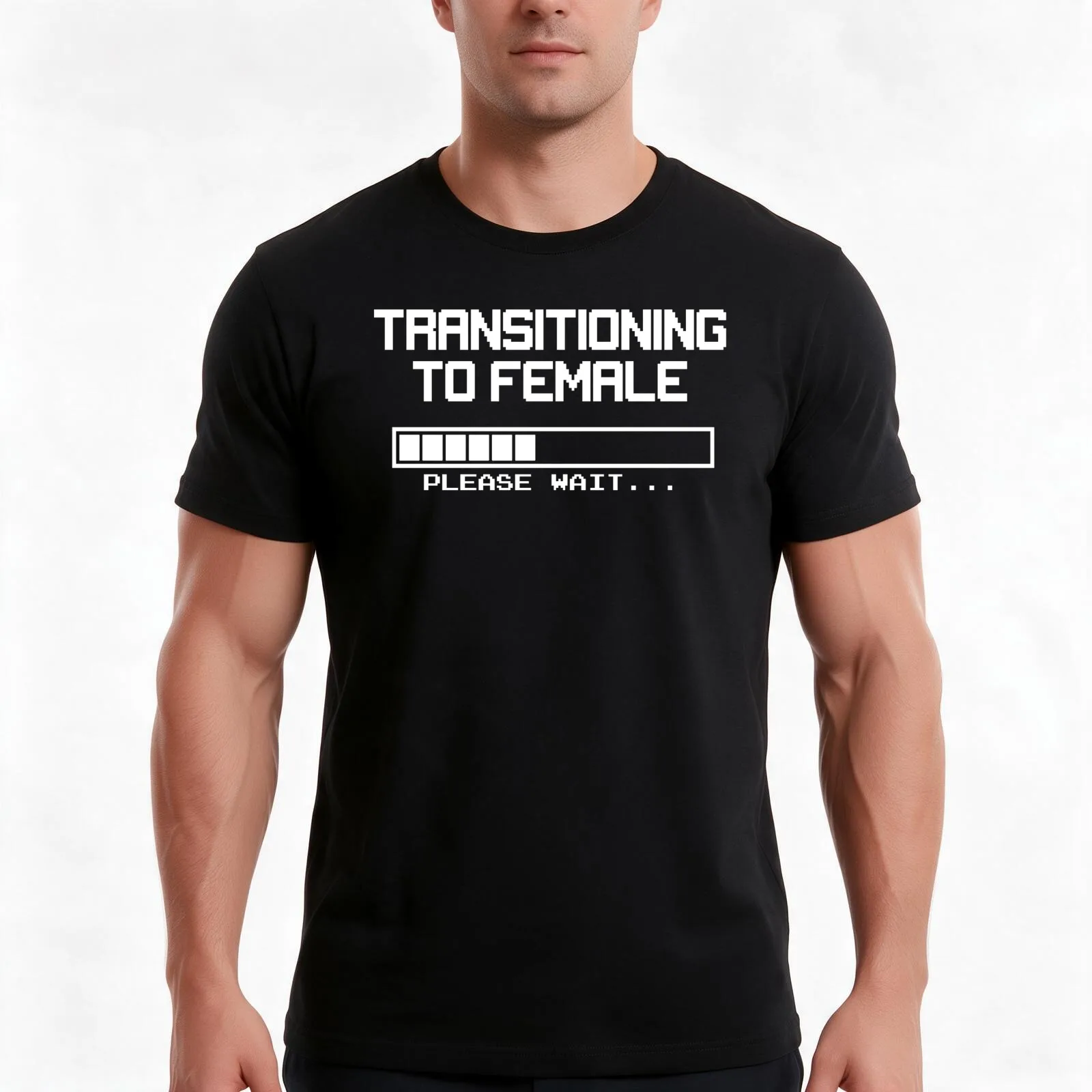 Transitioning to Female, Please Wait... MTF T-Shirt, Summer Casual Cotton Tee, Oversized Streetwear Tops, Vintage Graphic Print