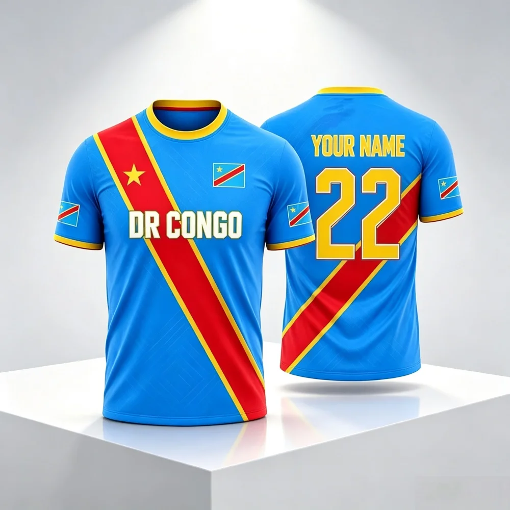 DEMOCRATIC REPUBLIC OF CONGO FAN JERSEYS 2026 FOOTBALL SHIRTS GIFT CHILDREN'S TEAM UNIFORMS SUITABLE FOR CYCLING AND HIKING