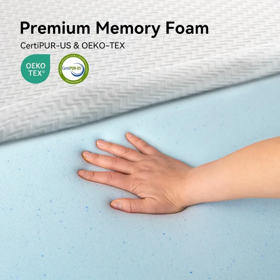 3 Inch Plush Queen Gel Memory Foam Mattress Topper for Enhanced Sleep Comfort: Cooling Removable Cover Soft Feel Pain Relief Br