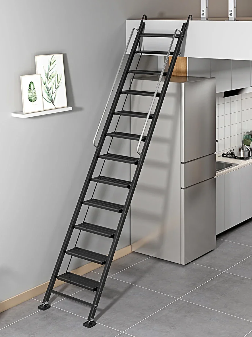 Ladder Household Aluminum Alloy Folding Stairs of Attic Thickened Engineering Ladder Mobile Stairs