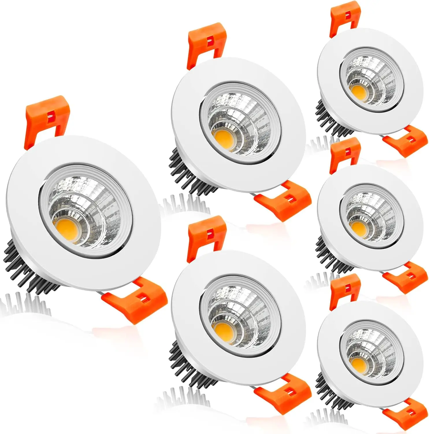 6-10 Pack 2Inch LED Recessed Ceiling Light, 3W Dimmable Downlight, Daylight White 60 Beam Angle COB Recessed Lights with Driver