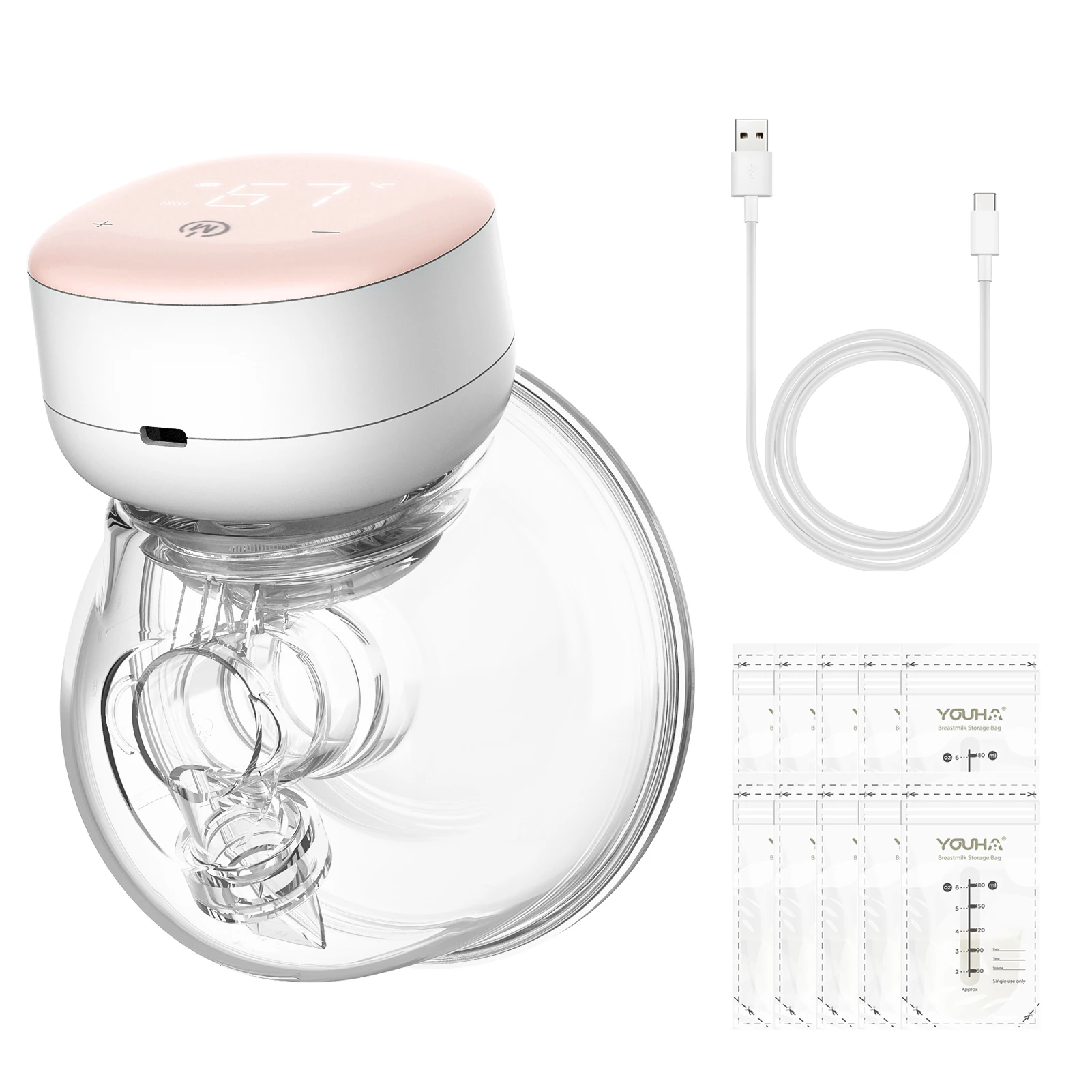 P3 Wearable Breast Pump Portable Hands Free Electric Breast Pump for Breastfeeding LED Full Screen Touch Control 3 Modes