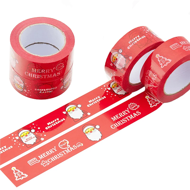 4.8cm x 100Meters Merry Christmas Tape Red BOPP Packing Tape Christmas Gift Box Decorative Tapes Stationery Supplies