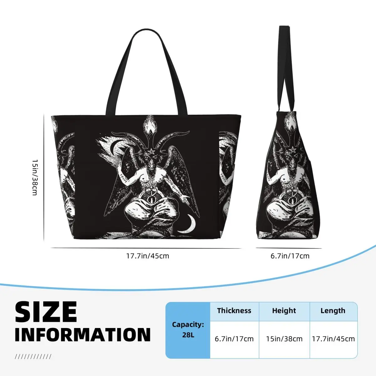 Baphomet الماعز الشيطان الشيطان القوطي حقيبة حمل على الشاطئ حقيبة رياضة رياضة اليوغا واق من المطر كبير حمل حقيبة المرأة حقيبة سفر حقيبة اللياقة البدنية