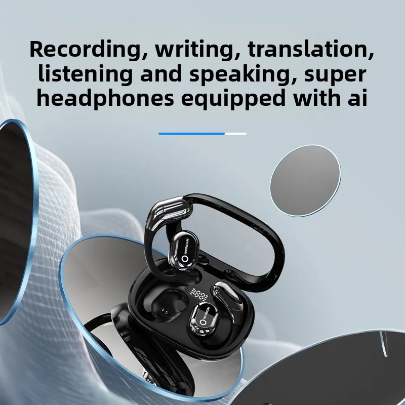 HY-16 Smart Voice Translation Headset with Bluetooth Noise Reduction for 144 Languages Two Pairs in One Great for Translators