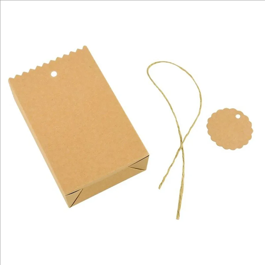 10/20/30 stücke Retro Kraft Papier DIY Geschenk Tasche Weiß Braun Cookie Hochzeit Gunsten Candy Box Lebensmittel verpackung Tasche Mit Seil Geburtstag Deco – Detail 11