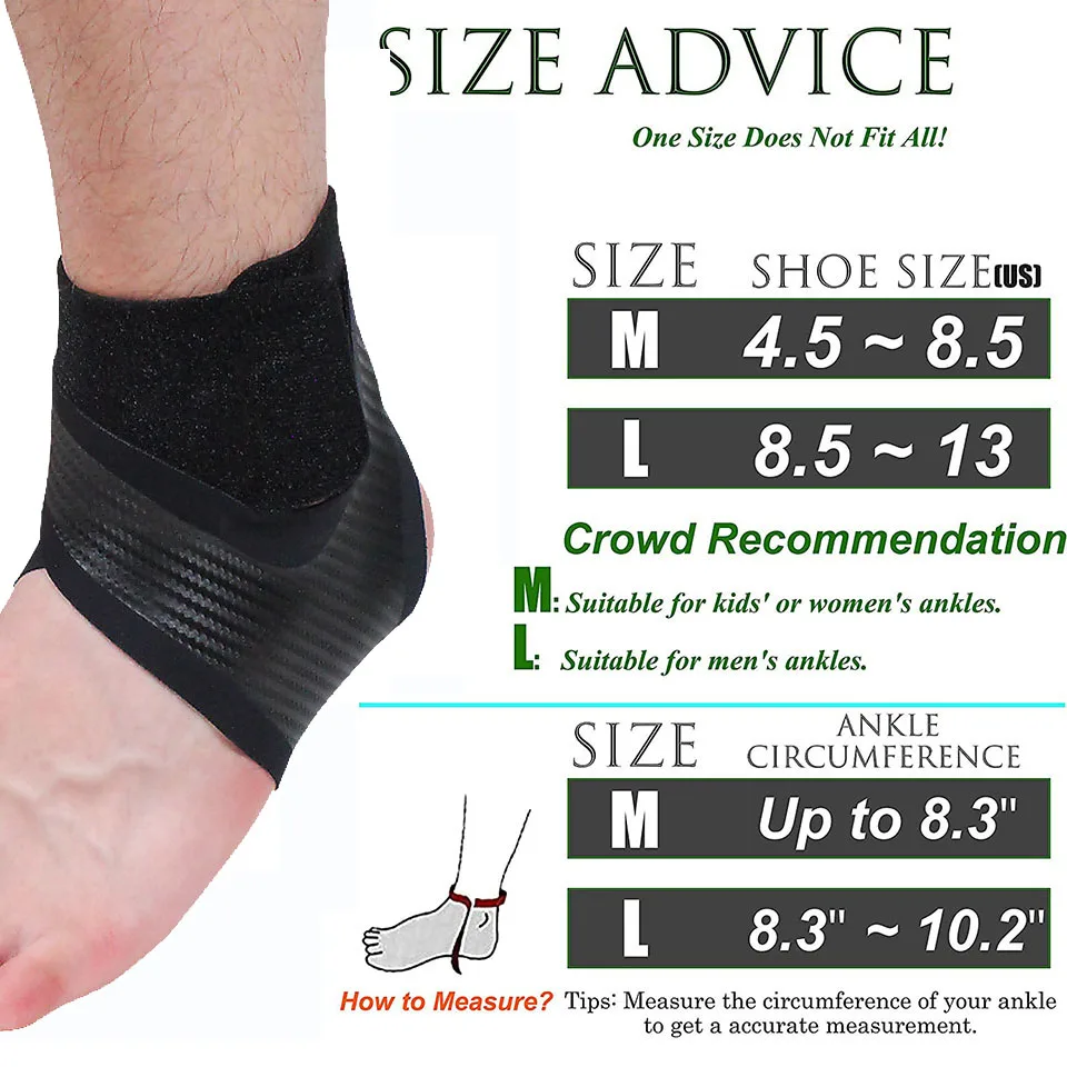 AOLIKES 1PCS Ankle Brace Ankle Support Ankle Wrap for Running, Arthritis, Pain Relief, Sprains, Sports Injuries, Recovery