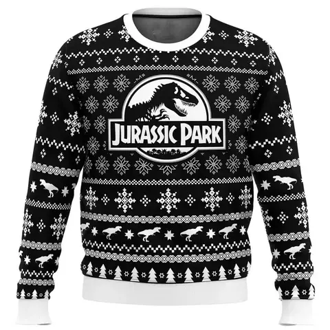 Jurassic Park Dinosaurussen Vrolijk Kerstfeest Kleding Geschenken Kerstman truien Heren en dames hoodies 3D Herfst en Winter Feest