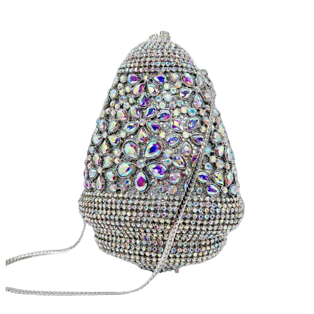 

Clutch Five-petal Lilac Diamond Dinner Bag Water Drop Ball Handle Women's Diamond Bag Banquet Dress Cartera De Fiestas Elegantes