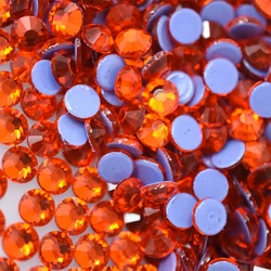 SWAGPICK Hotfix Glass Reddish Orange Flatback Rhinestone Strass Iron DIY Sewing Fabric Glitter Decoration DMC Garment Accessory