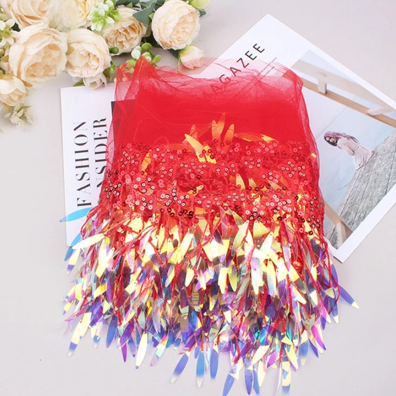 

10Yards Mesh Tassel Fringe Sequins Lace Trim Stage Perform Latin Dress Wedding Clothes Fringe Tassel Fabric Diy Sew Accessories